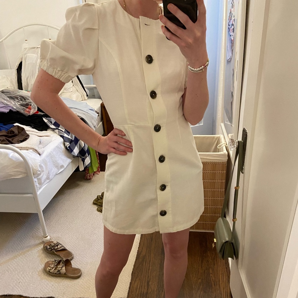 White button up mini dress